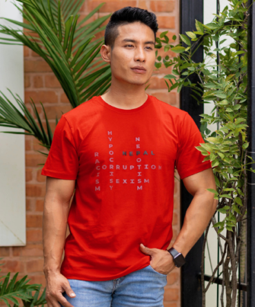 Hills & Clouds Echo Series T-Shirt (True Nepal) (Red) For Men