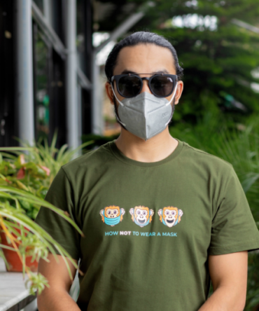 Hills & Clouds Graphic Series T-Shirt (Monkey Mask) (Green) For Men