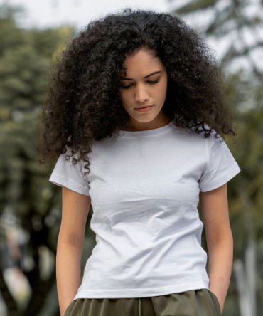 Hills & Clouds Crew Neck T-shirt for Ladies (White)