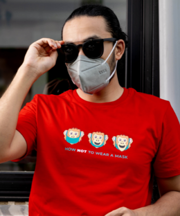 Hills & Clouds Graphic Series T-Shirt (Monkey Mask) (Red) For Men