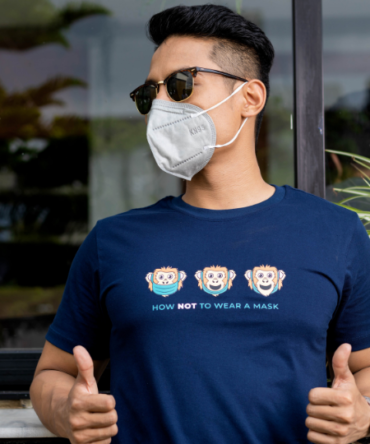 Hills & Clouds Graphic Series T-Shirt (Monkey Mask) (Navy Blue) For Men