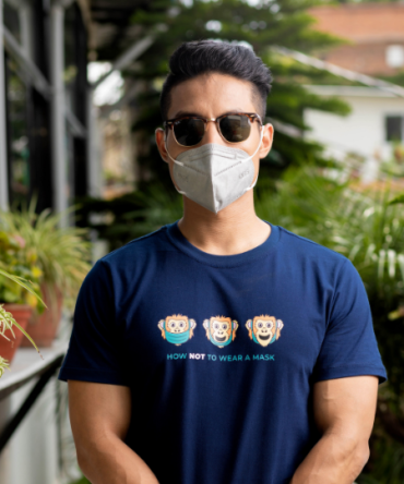 Hills & Clouds Graphic Series T-Shirt (Monkey Mask) (Navy Blue) For Men