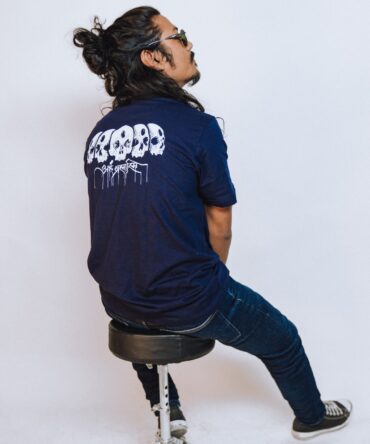 Hills & Clouds Graphic Series T-Shirt [Aham Bramasmi (Skull)] {Navy Blue}