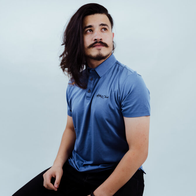 Hills & Clouds Modern Polo T-Shirt For Men - Dark Blue