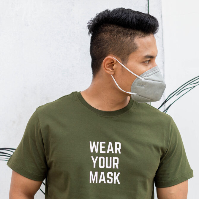 Hills & Clouds Echo Series T-Shirt (Wear Your Mask) (Green) For Men