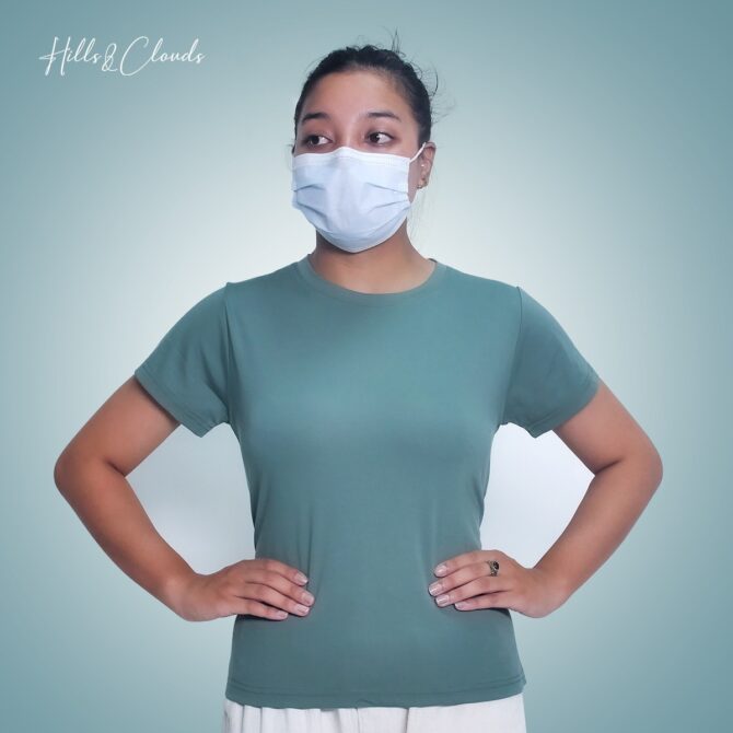 Hills And Clouds Classic Plain T-Shirt For Women (Sage)