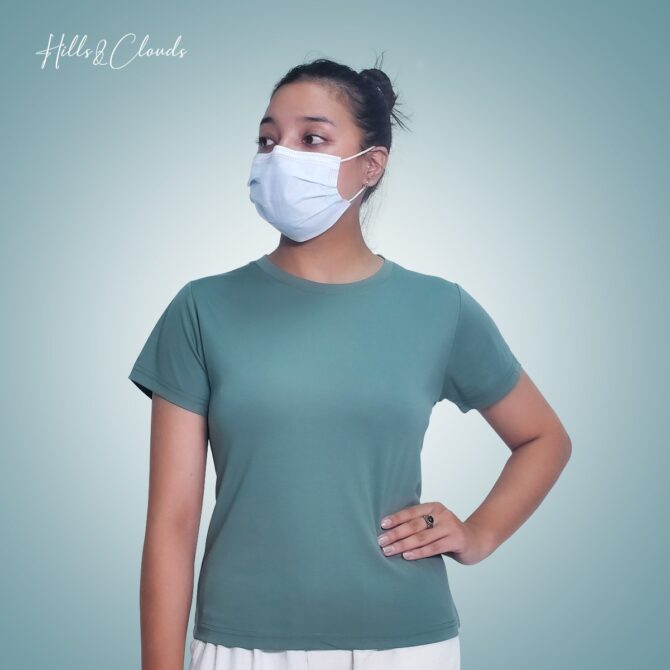 Hills And Clouds Classic Plain T-Shirt For Women (Sage)